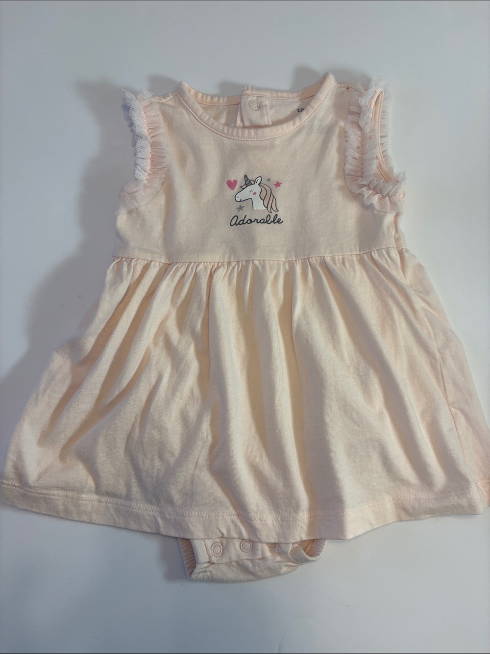 Carter's Peach Ruffle Unicorn Dress Bodysuit